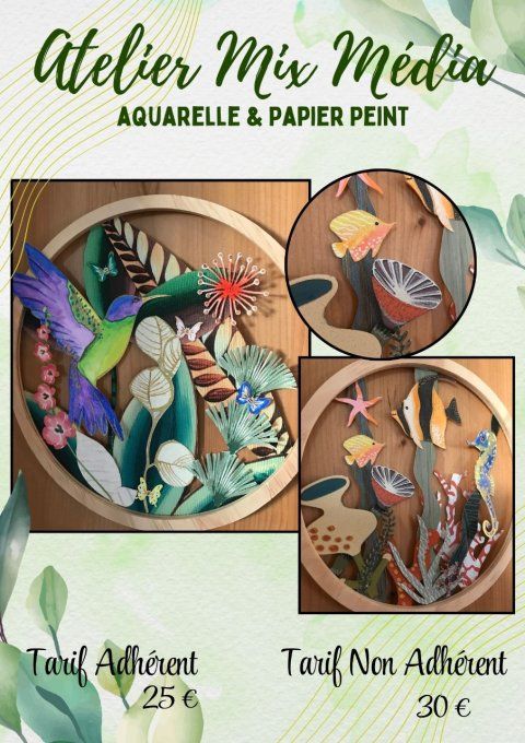 Atelier Mix Média Aquarelle et Papier peint - prix de réservation